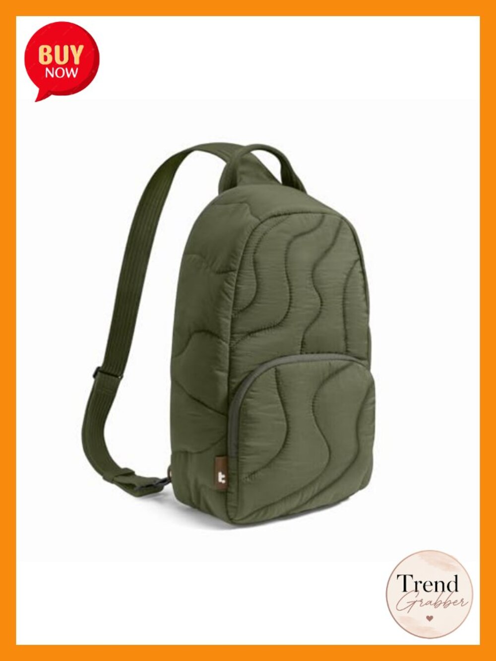 Quilted Puffy Sling Backpack Crossbody Bag with Device Padding